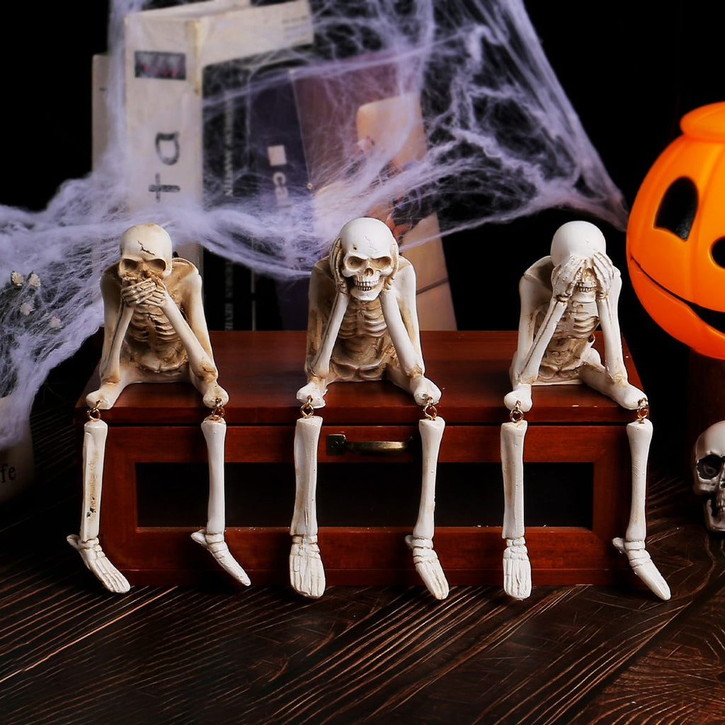 Shelf Sitting Skeleton Trio