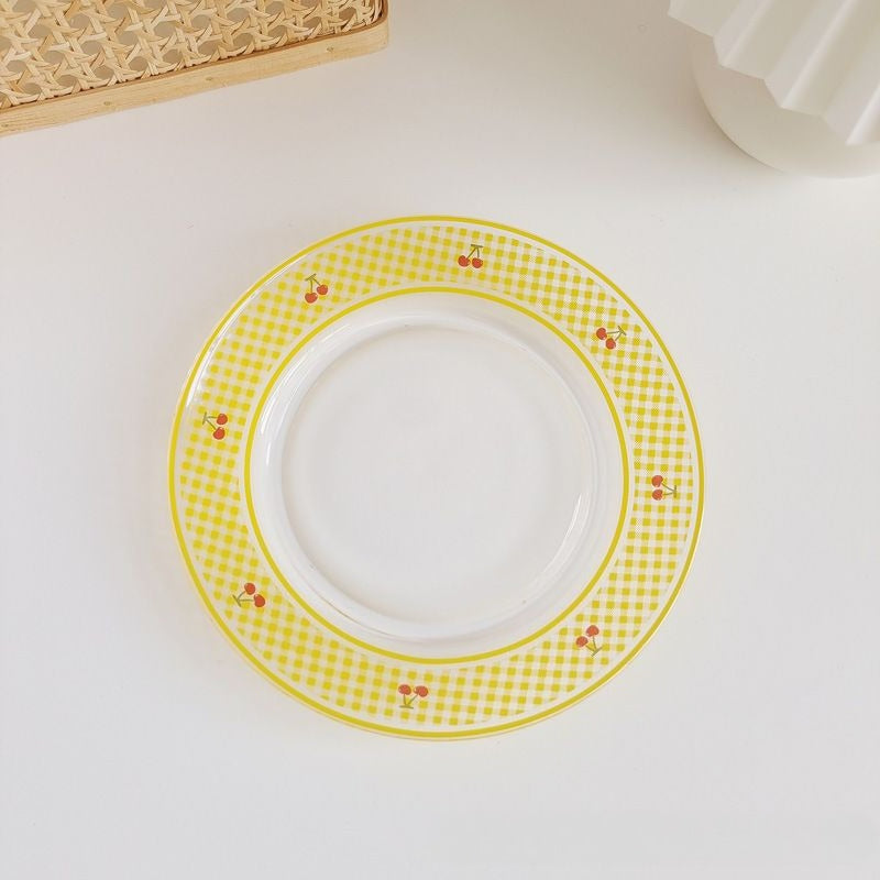 Cherry Gingham Rim Dessert Plate