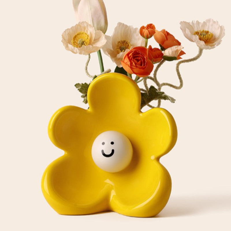 Smiley Face Ceramic Flower Vase - Modomu