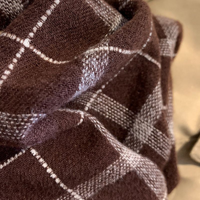 Windowpane Check Triangle Scarf