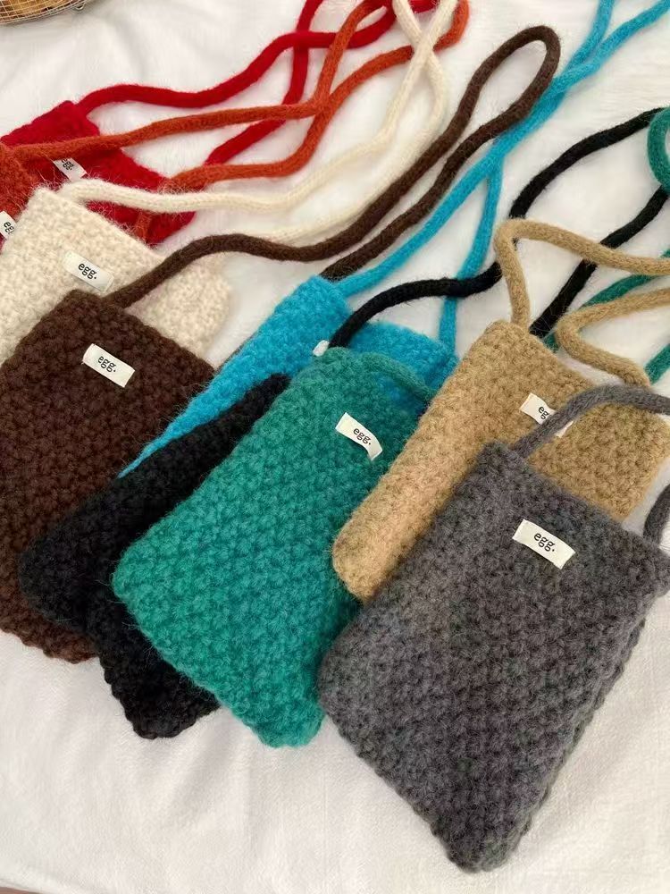 Popcorn Knit Phone Crossbody Bag