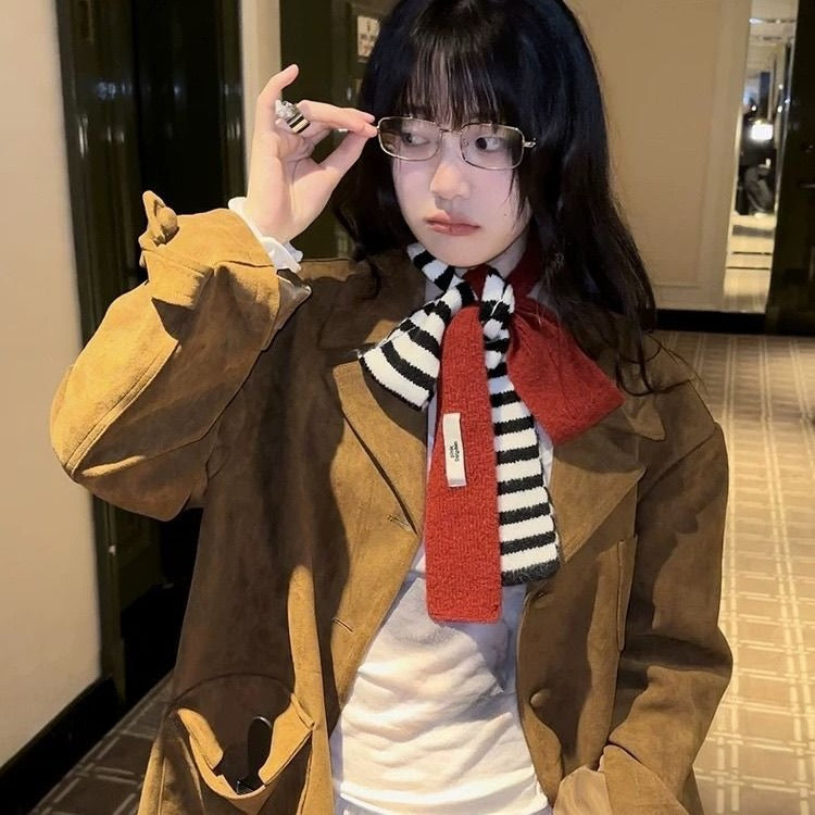 Striped Knit Student Scarf - Modomu