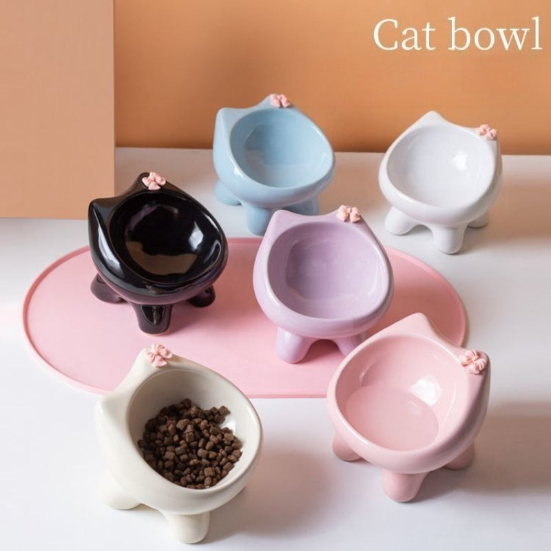 Ceramic Cat Elevated Pet Bowl