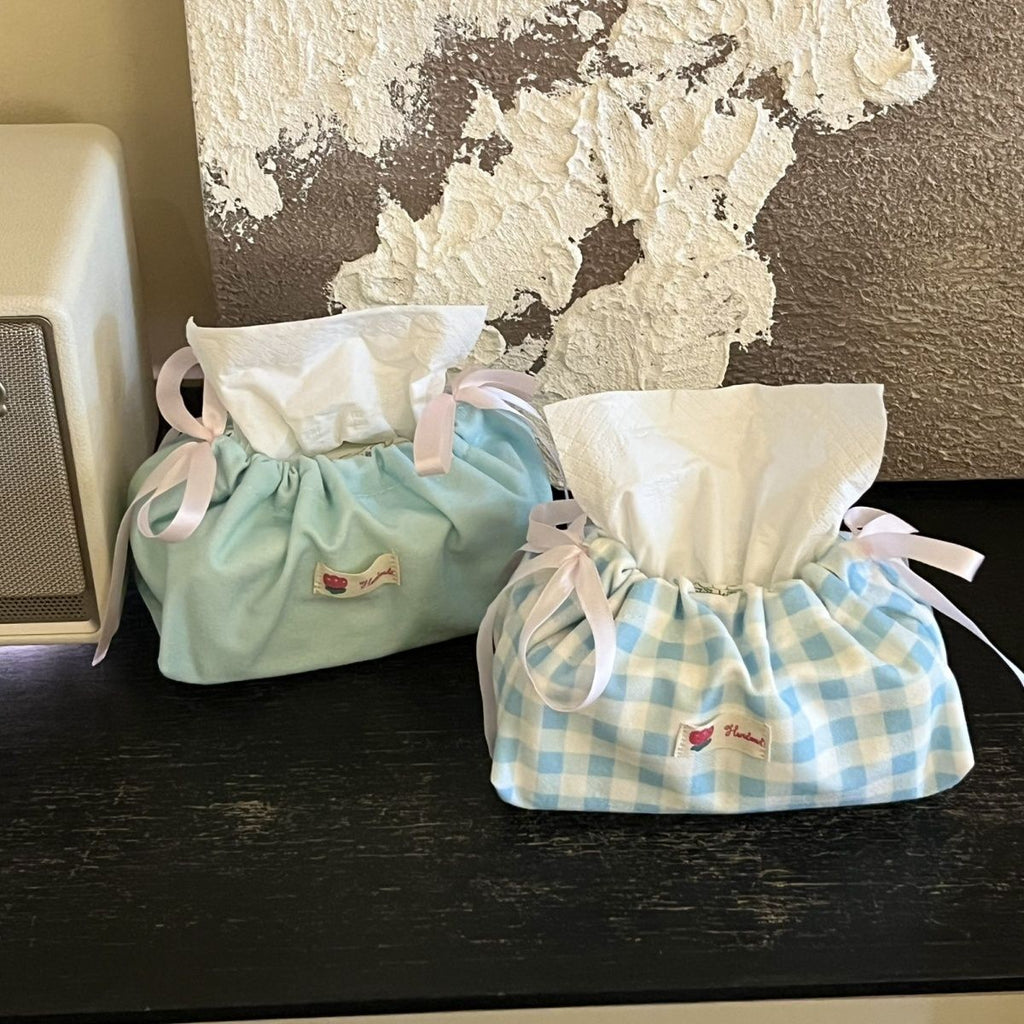 Plaid Desktop Tissue Storage Bag