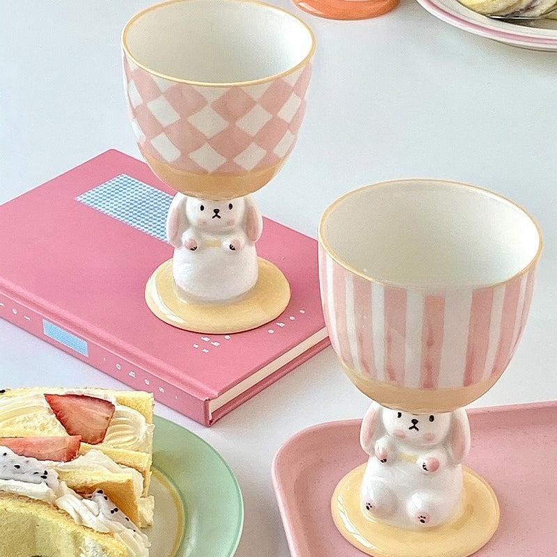 Hand Painted Rabbit Goblet Mug