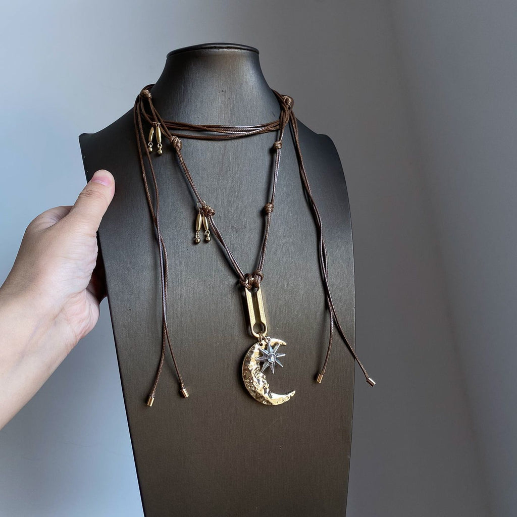 Sun Moon Braided Rope Necklace