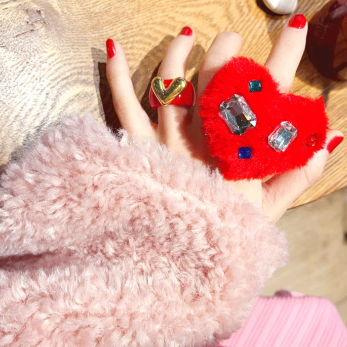 Adjustable Heart Plush Ring - Modomu