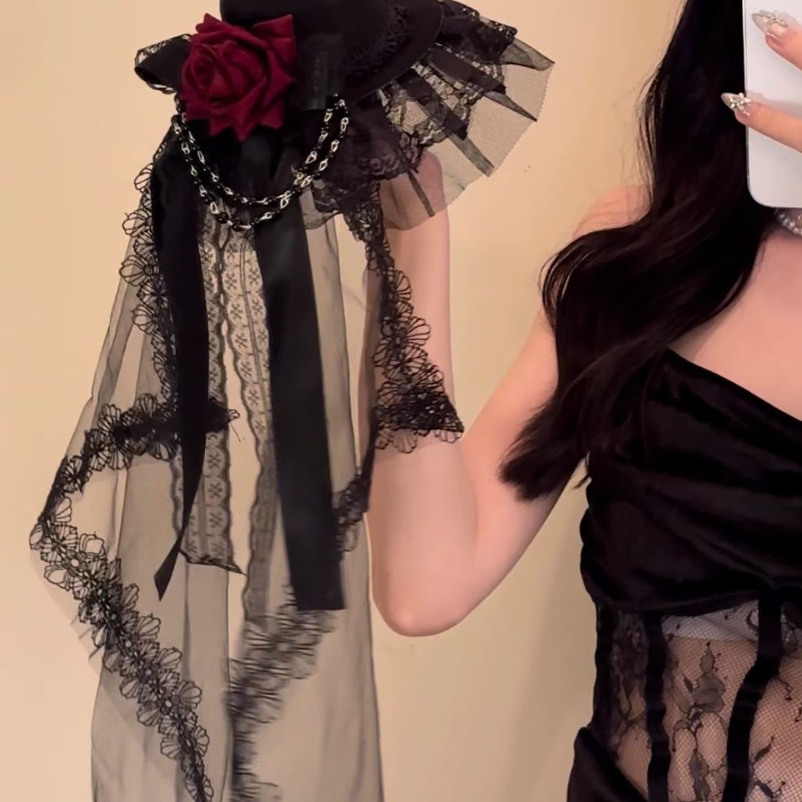 Rose Veil Bonnet Fascinator