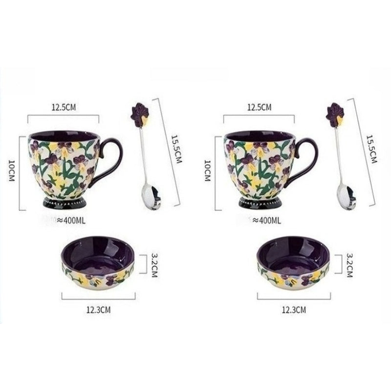 Embossed Floral Breakfast Mug