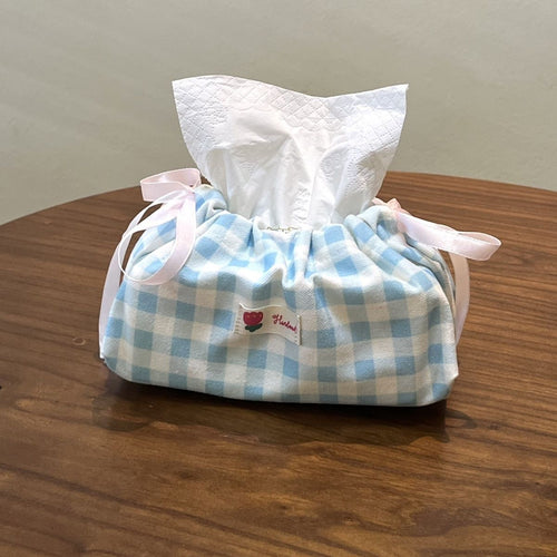 Plaid Desktop Tissue Storage Bag - Modomu