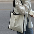 Contrast Trim Canvas Tote
