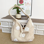 Plush Floral Shoulder Tote Bag - Modomu