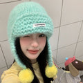Pom-Pom Knit Trapper Hat