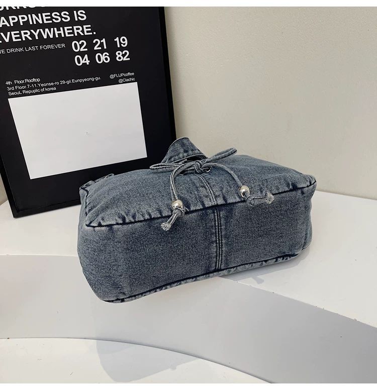 Corset Bow Denim Shoulder Bag