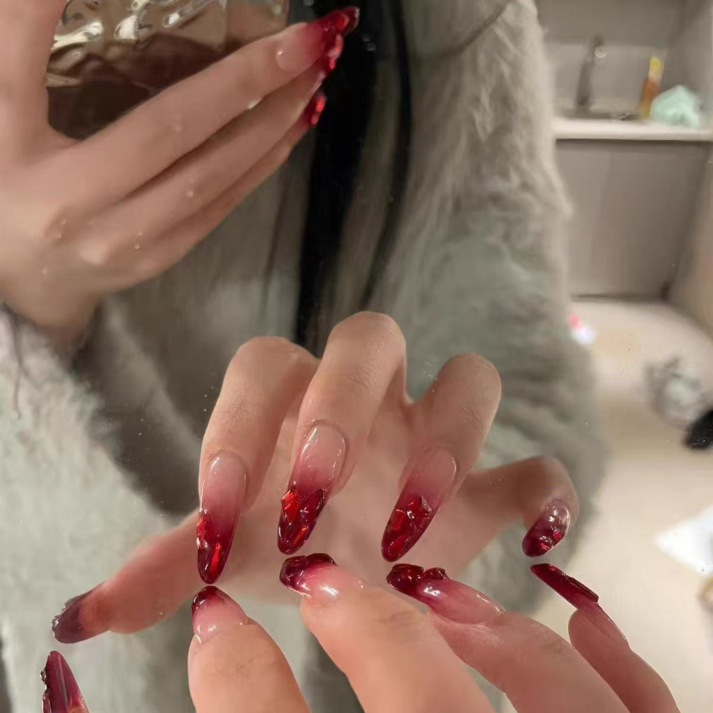 Crimson Glitter Fade Press-On Nails