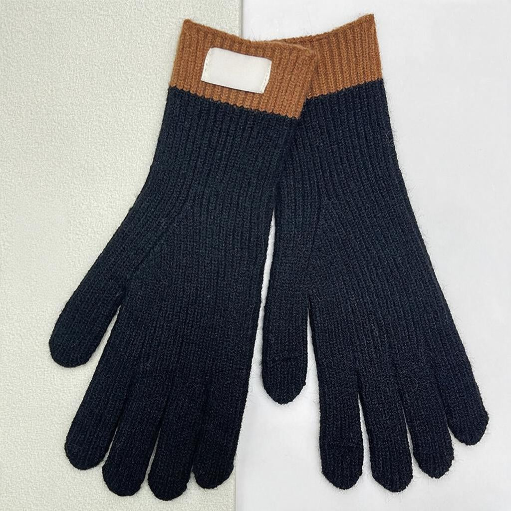 Contrast Cuff Touchscreen Gloves black