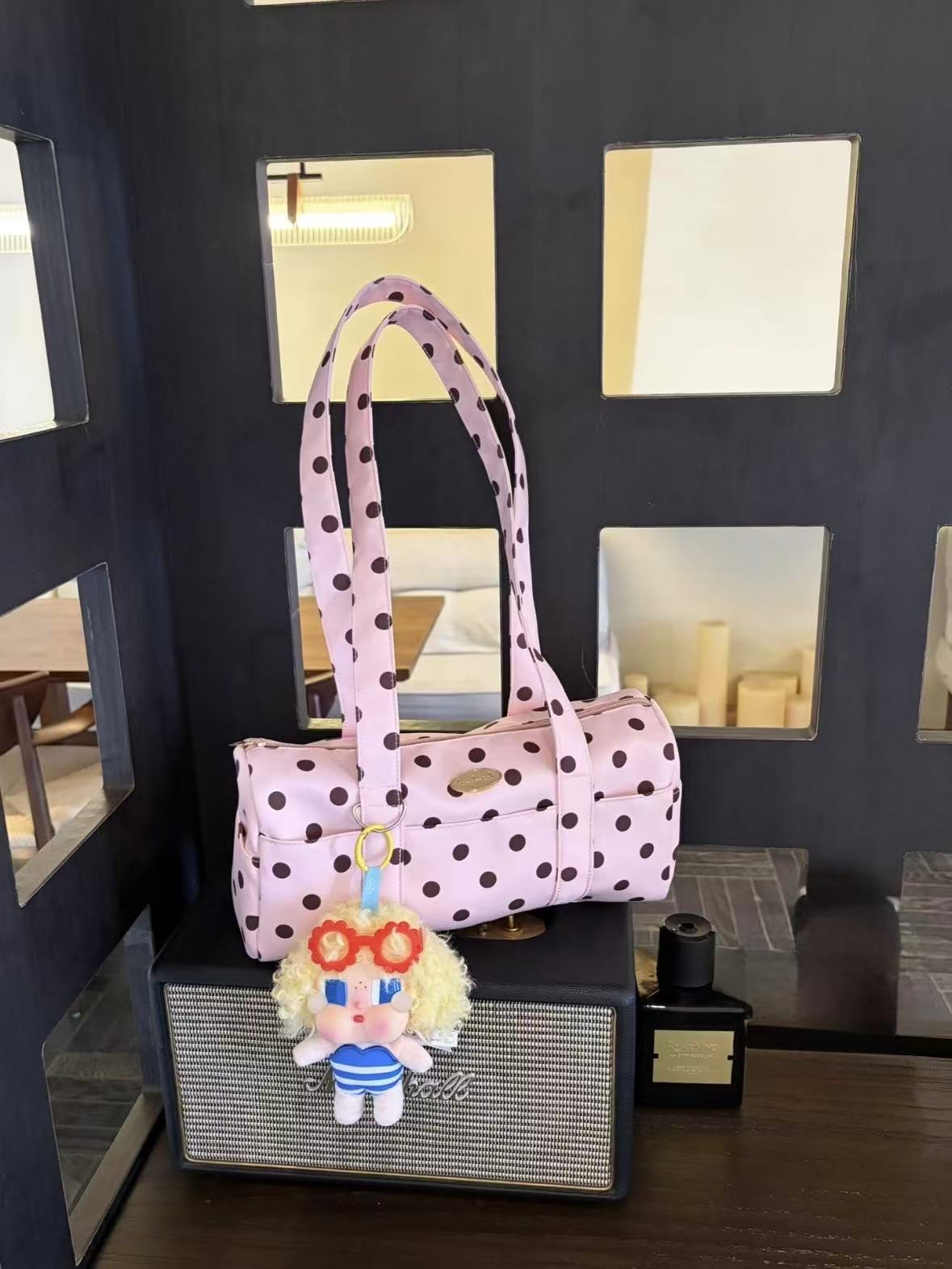 Strawberry Print polka dot boston bag