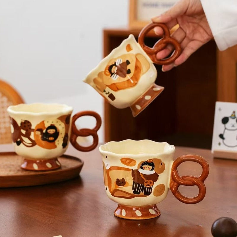 Ceramic coffee mug with illustration
