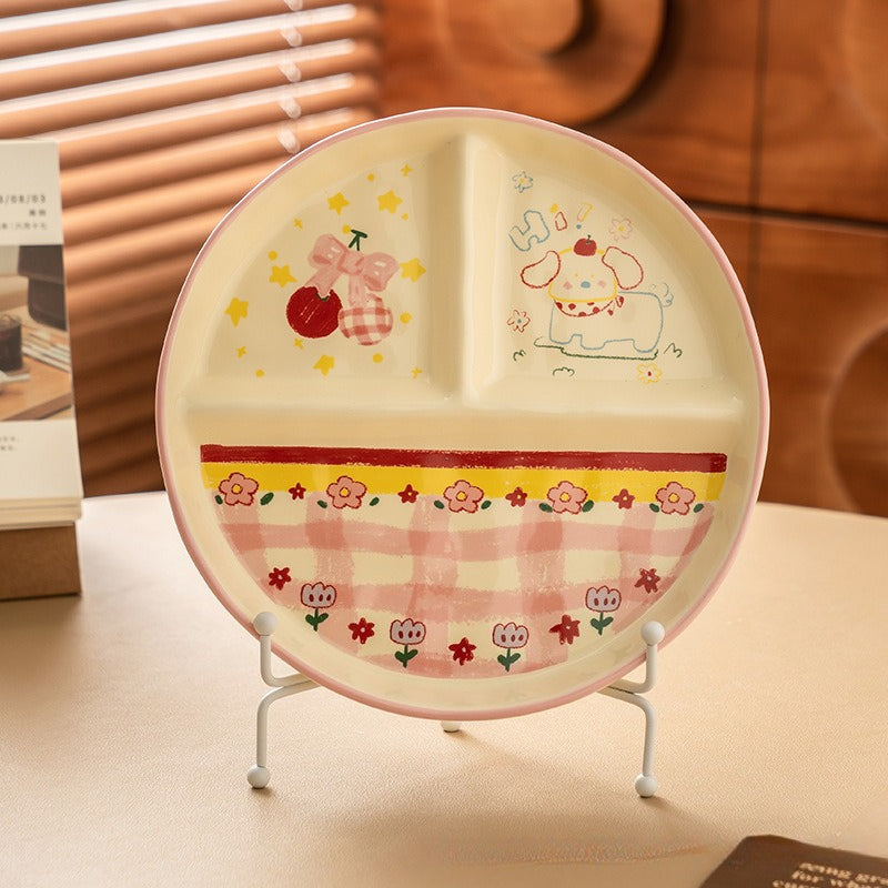 Cartoon Ceramic Grid Plate - Modomu