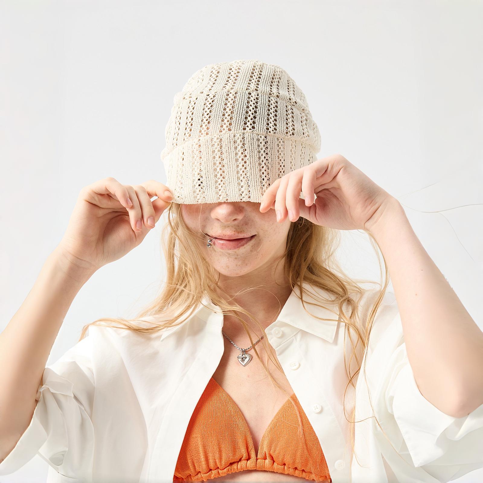 Knit Hollow Beanie Hat - Modomu