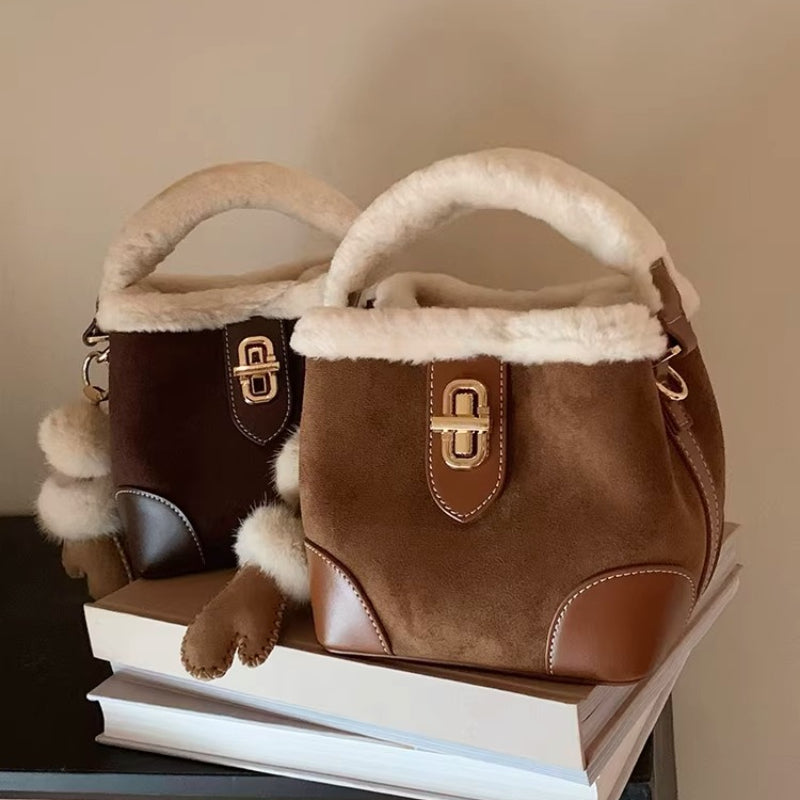 Plush Bucket Shoulder Crossbody Bag - Modomu