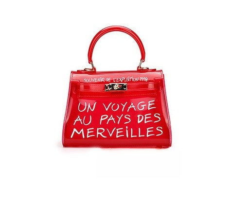 Script Jelly Top Handle Bag