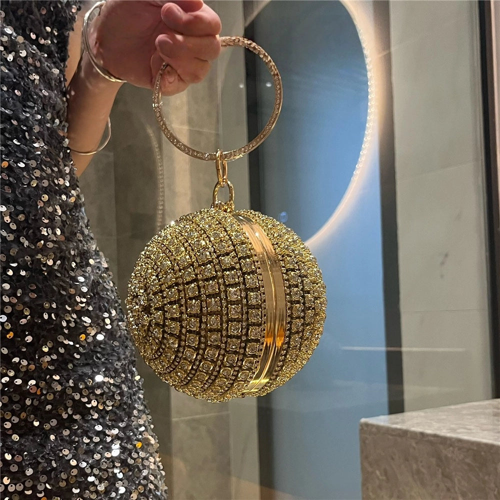 Rhinestone Spherical Evening Bag - Modomu