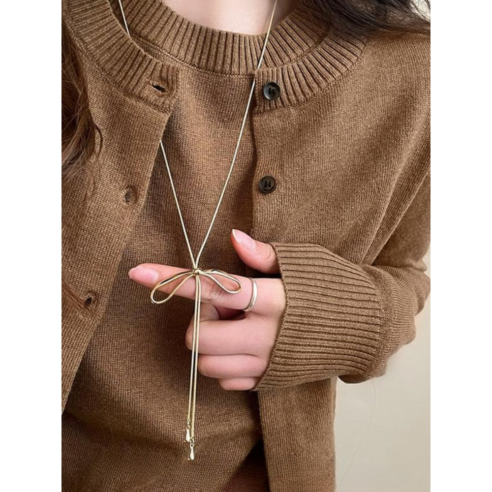Silver Bow Pull-Out Necklace