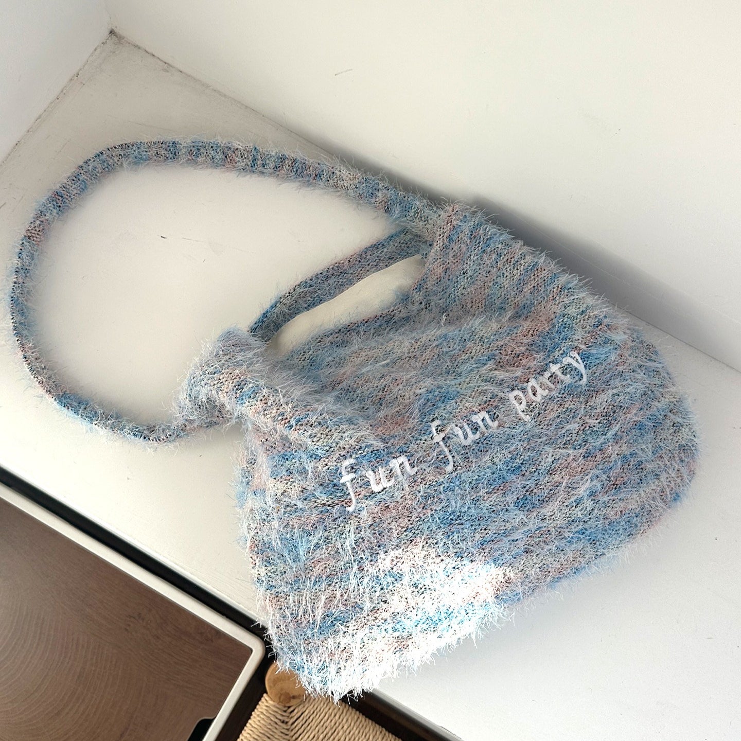 Plush Letter Crossbody Bag