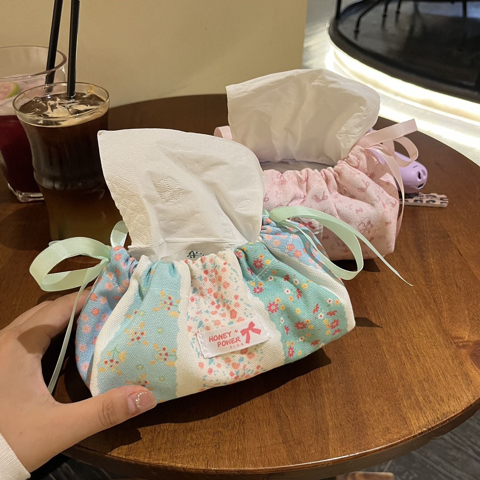 Polka Dot Drawstring Tissue Bag - Modomu