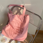 Embroidered Heart Canvas Tote