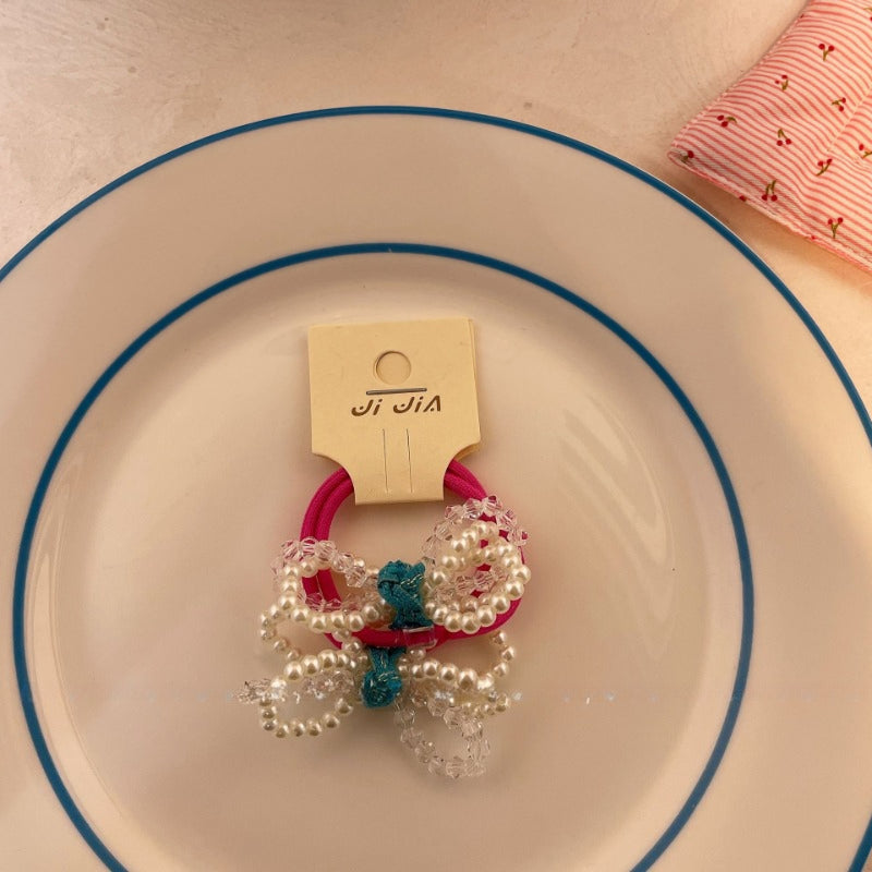 Pearl Bow Elastic Hair Rope - Modomu