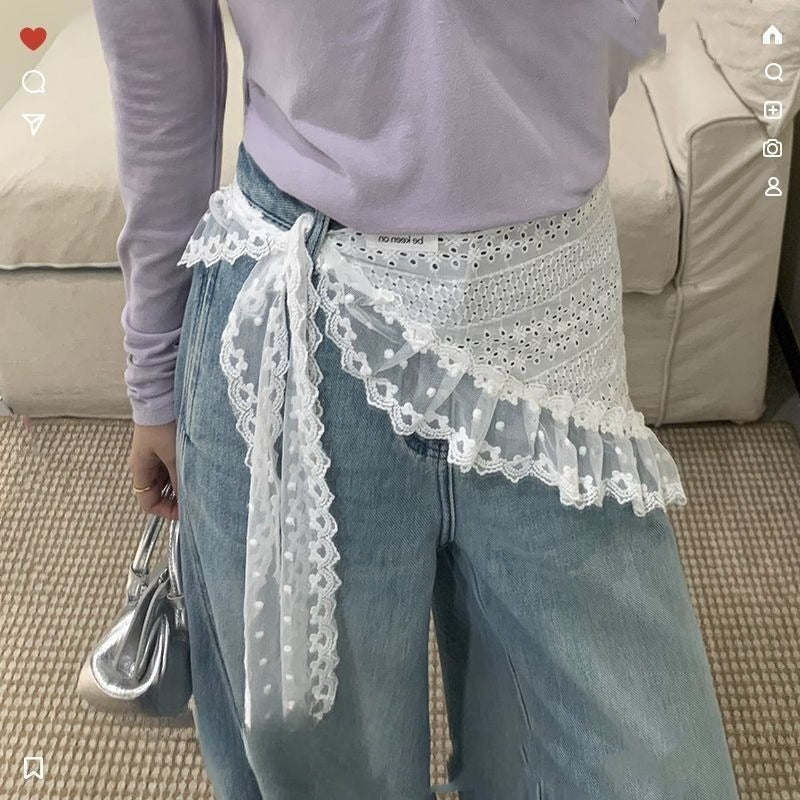 Lace Triangle Scarf Apron Wrap