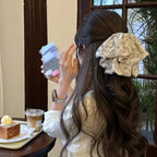 Floral Chiffon Bow Claw Clip