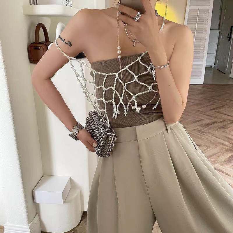 Beaded Hollow Knit Vest Top