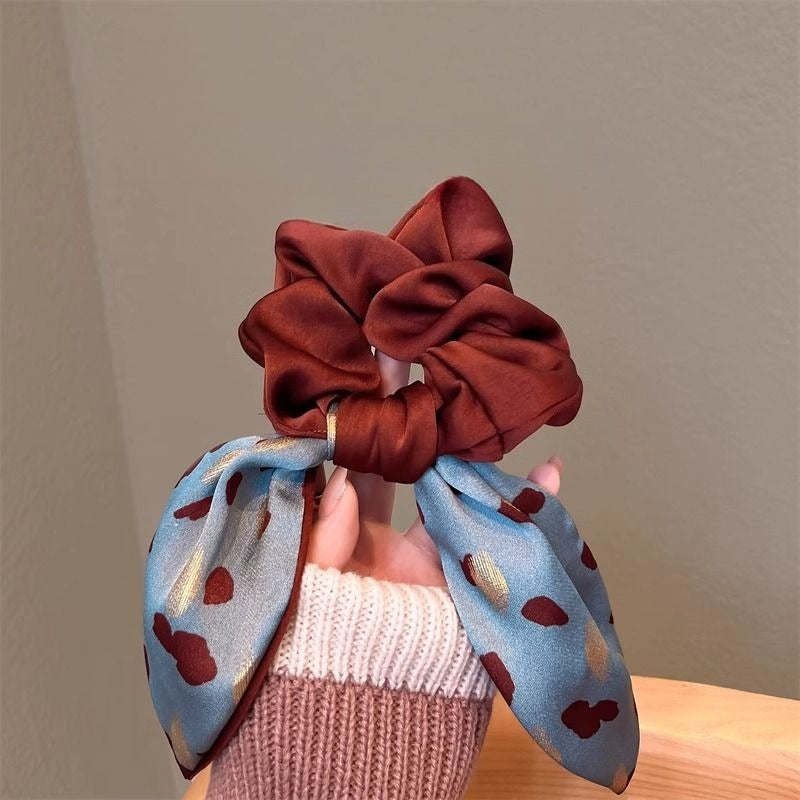 Printed Bow Streamer Scrunchie