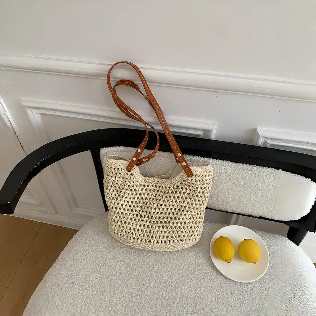 Woven Straw Beach Vacation Tote