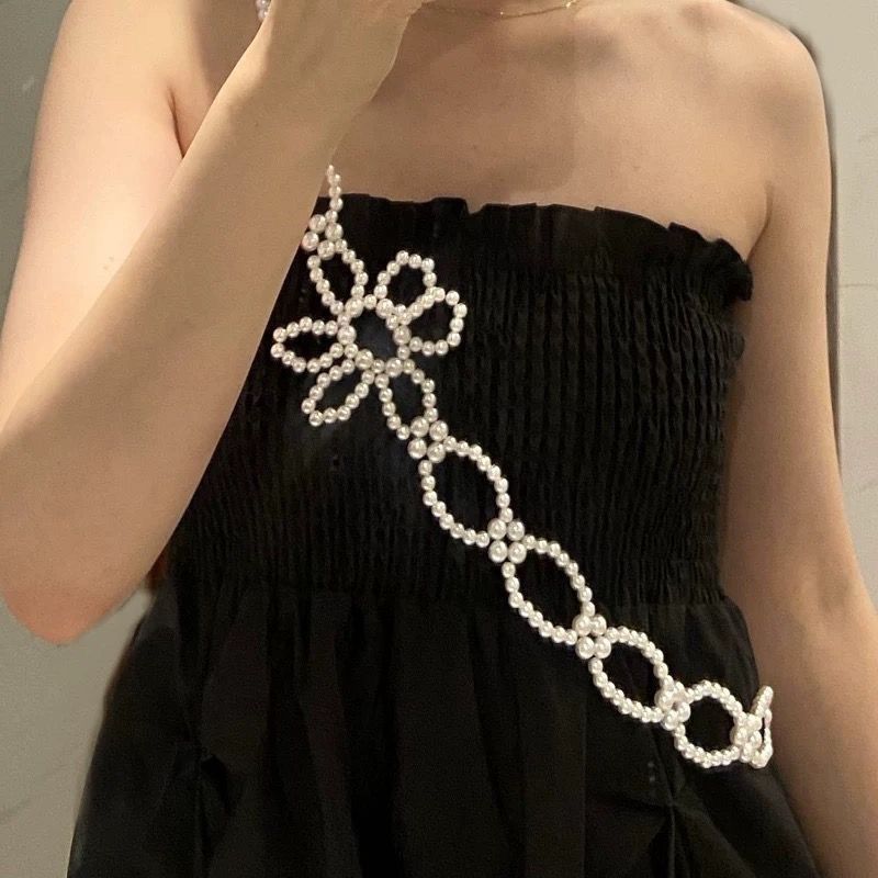 Floral Pearl Waist Chain Belt