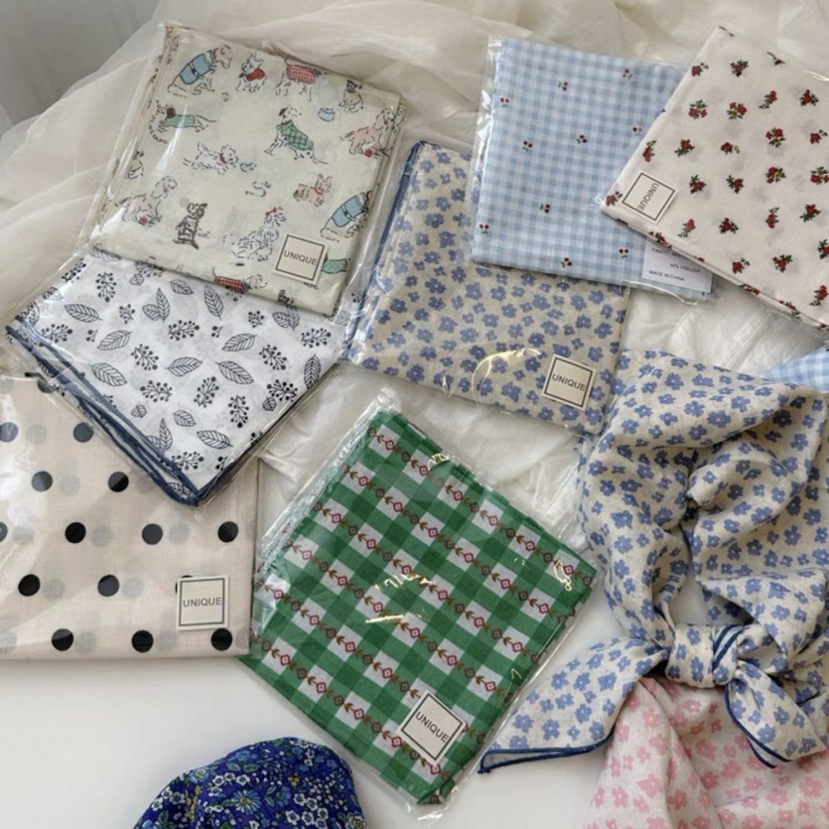 Cotton Linen Floral Square Scarf - Modomu