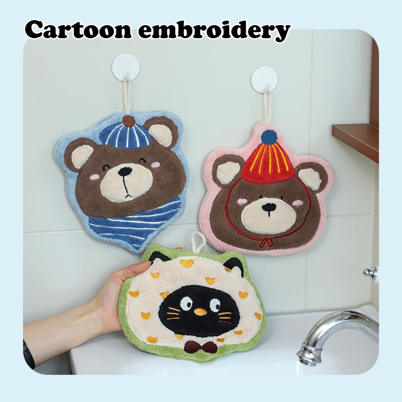 Cartoon Hanging Hand Towel - Kitten and Bear - Modomu