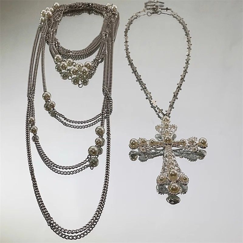 Layered Punk Cross Necklace - Modomu