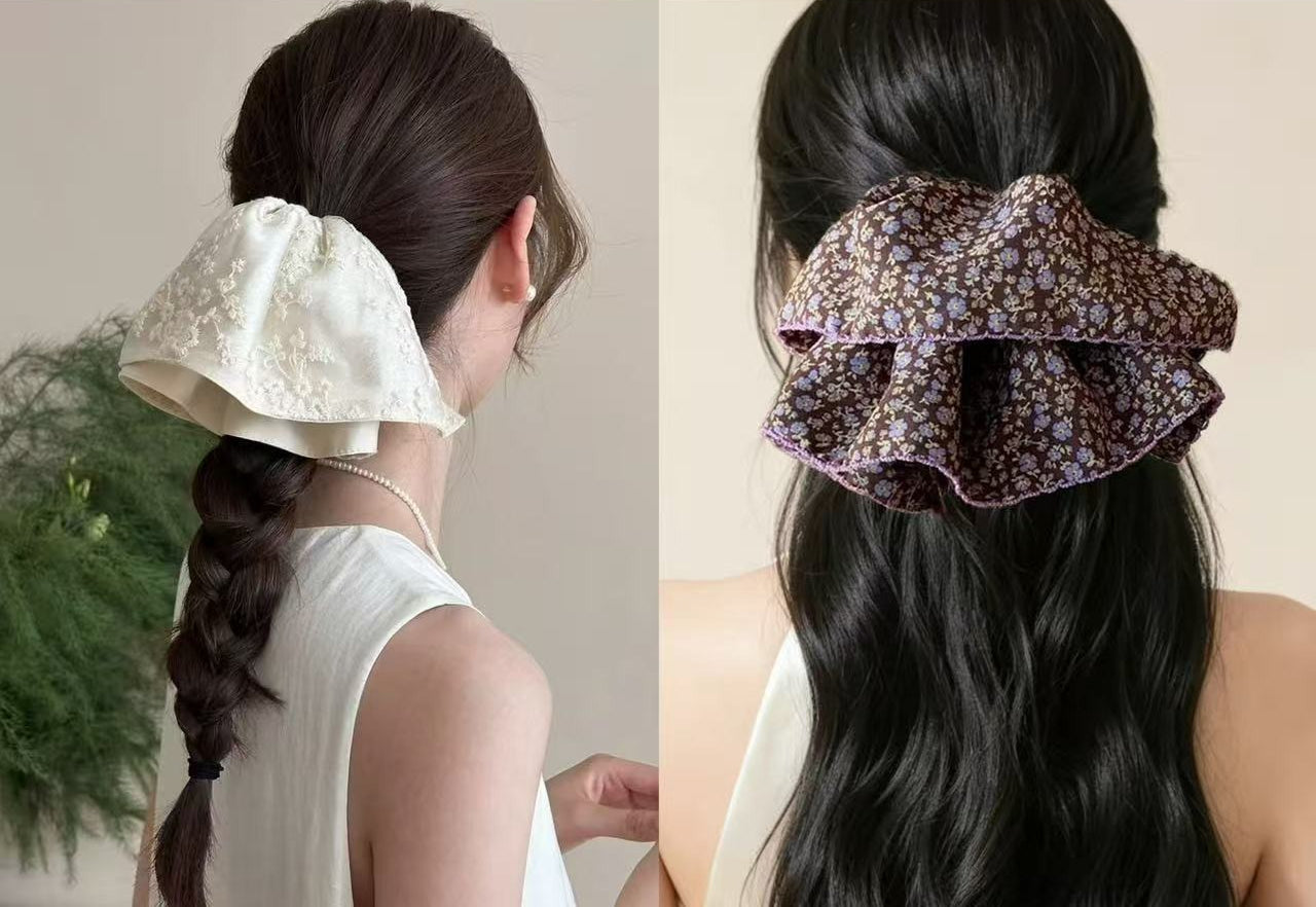 Embroidered Lace Ponytail Clip