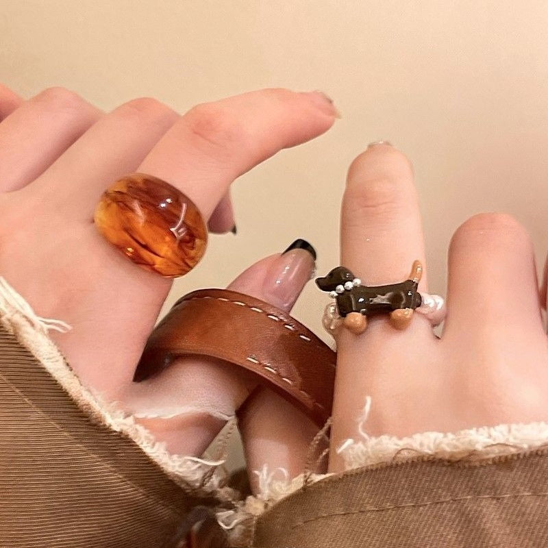 Cute Dachshund Pearl Ring - Modomu