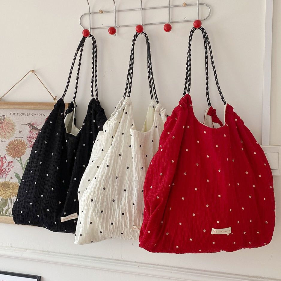 Mesh Drawstring Shoulder Tote