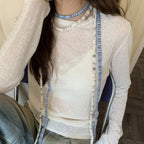 Striped Slim Knit Neck Scarf