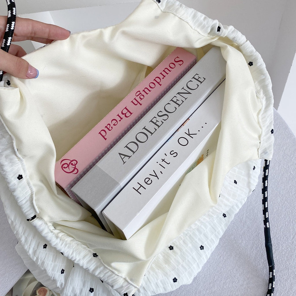 Mesh Drawstring Shoulder Tote