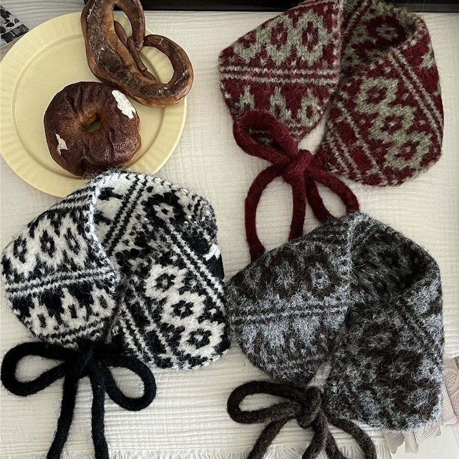 Crochet Knit Lace-Up Scarf - Modomu