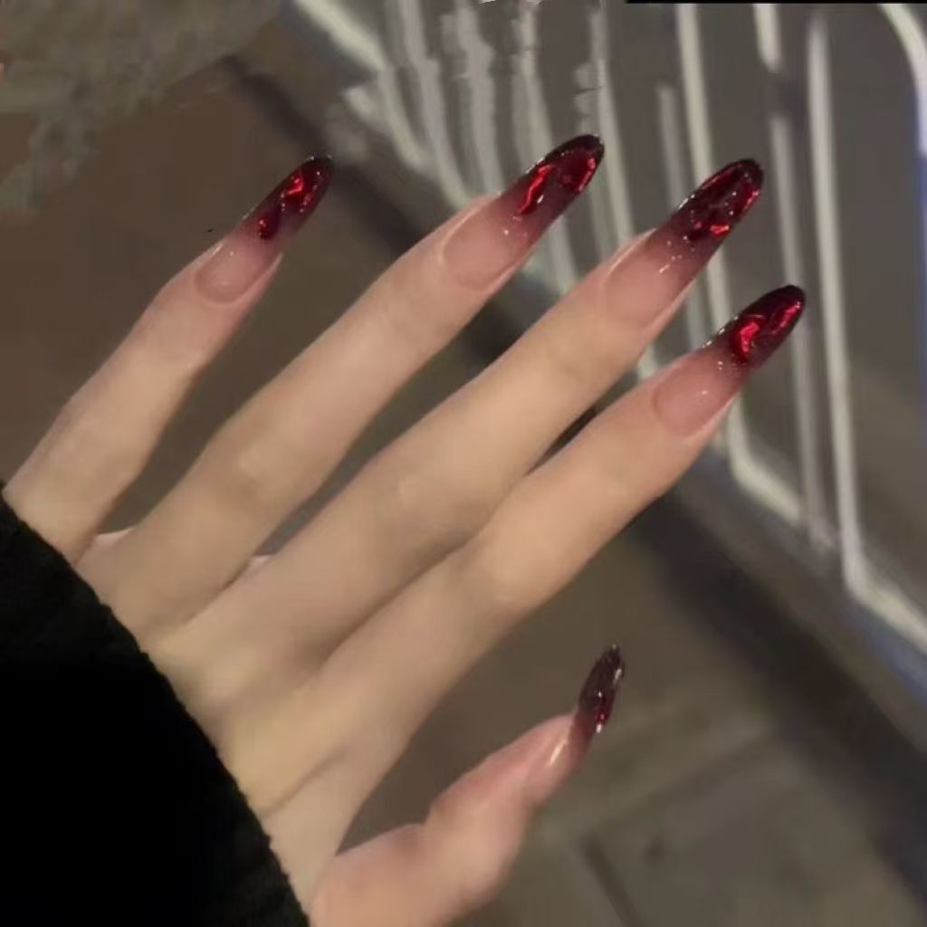Crimson Glitter Fade Press-On Nails