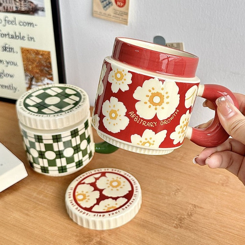 Retro Lidded Ceramic Mug