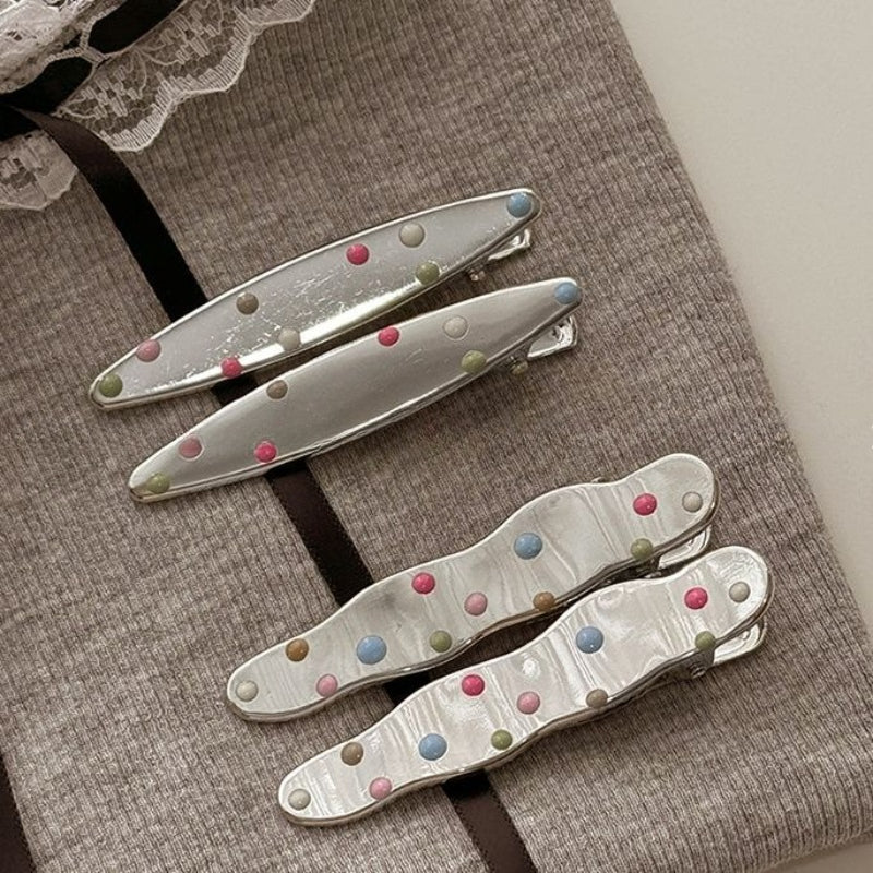 Polka Dot Metal Hair Clip